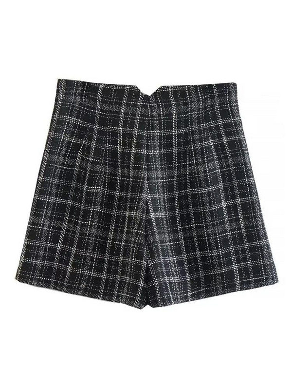 Kumsvag 2022 őszi női kockás rövidnadrág öltöny 2 részes készlet Alkalmi rövid blézerek Kabátok és rövidnadrágok Női Elegáns, édes öltönyszövet