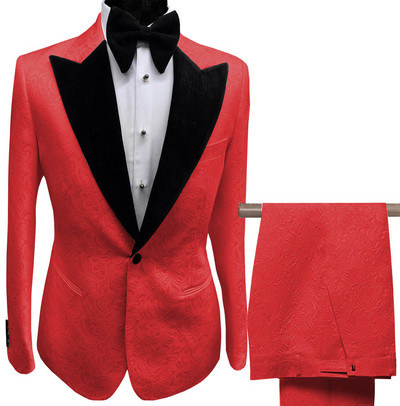 Férfi öltönyök gallérja, 2 részes karcsúsított, lila színű nyomott öltöny, vőlegény dzseki szmoking esküvői ruha estére (blézer + nadrág)