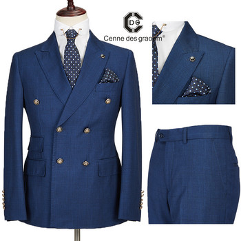 2022 Cenne Des Graoom Кариран двуреден костюм Homme Нови мъжки костюми Slim Fit Six Button 2 Pieces Outfit Set from Turkey 188