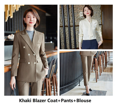 Női üzleti öltönyök nadrággal és dzsekik Kabát Őszi Téli Karrier Interjú Állás Női Irodai Stílusok Professzionális nadrágkosztümök