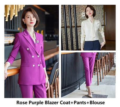 Női üzleti öltönyök nadrággal és dzsekik Kabát Őszi Téli Karrier Interjú Állás Női Irodai Stílusok Professzionális nadrágkosztümök