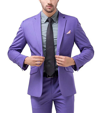 Férfi 2 részes, formális üzleti férfi öltöny, egygombos szmoking, hajtókás dzsekiöltöny esküvőre (blézer + nadrág)