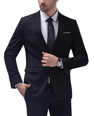 Férfi 2 részes, formális üzleti férfi öltöny, egygombos szmoking, hajtókás dzsekiöltöny esküvőre (blézer + nadrág)
