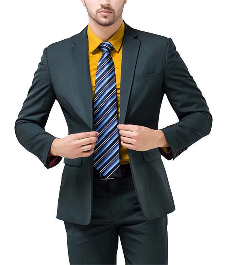 Férfi 2 részes, formális üzleti férfi öltöny, egygombos szmoking, hajtókás dzsekiöltöny esküvőre (blézer + nadrág)