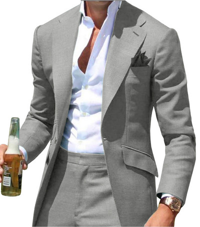 Zöld férfi öltönyök formális üzleti, bevágásos hajtókás szmoking, tömör egygombos dzseki, 2 darab vőfély esküvőre (blézer+nadrág)