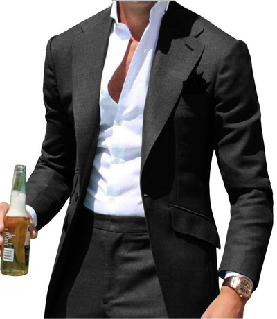 Zöld férfi öltönyök formális üzleti, bevágásos hajtókás szmoking, tömör egygombos dzseki, 2 darab vőfély esküvőre (blézer+nadrág)