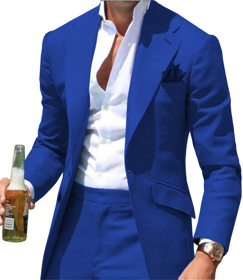 Zöld férfi öltönyök formális üzleti, bevágásos hajtókás szmoking, tömör egygombos dzseki, 2 darab vőfély esküvőre (blézer+nadrág)