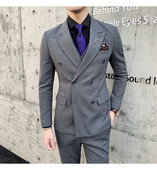 Férfi 2 részes, kétsoros férfi öltönyök, vékony szabású férfi szmokingok esküvői vőlegényeknek (kabát+nadrág)