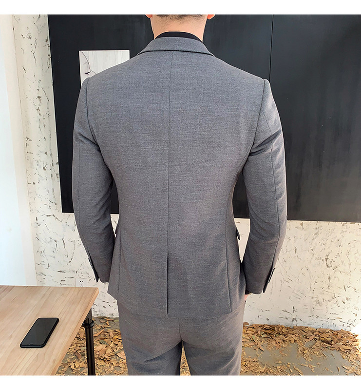 Férfi 2 részes, kétsoros férfi öltönyök, vékony szabású férfi szmokingok esküvői vőlegényeknek (kabát+nadrág)