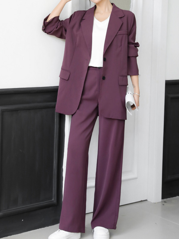 Új irodai női blézer nadrágkosztümök kétrészes szett Női lila üzleti alkalmi dzsekik nadrágok formális öltöny női divat ruhák