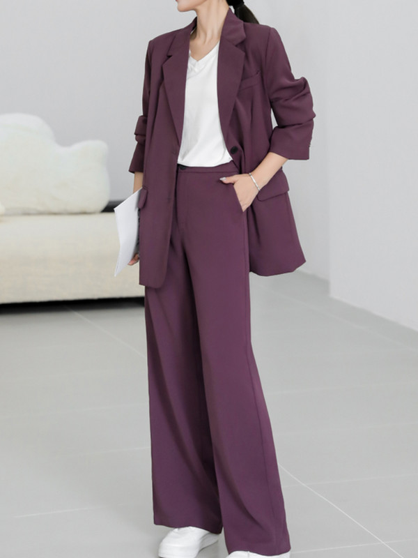 Új irodai női blézer nadrágkosztümök kétrészes szett Női lila üzleti alkalmi dzsekik nadrágok formális öltöny női divat ruhák