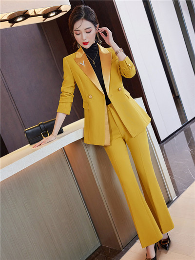 Elegáns, stílusos szett női, 2 részes blézer nadrágkosztümökkel Irodai női elegáns formális ruhák Za Business Kit 2022. őszi overál