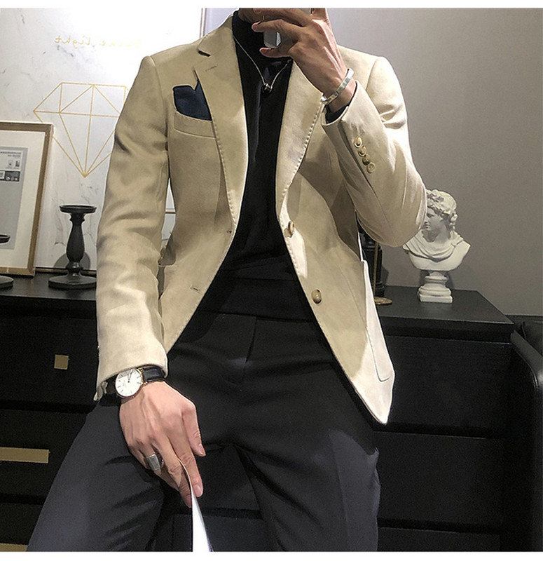 2020-as férfi szmokingok, új érkezésű velúr, alkalmi karcsú blézer férfi öltöny (csak kabát)