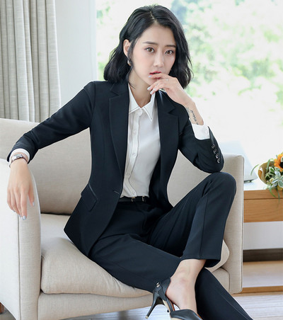 Irodai női üzleti nadrágkosztüm, női, 2 részes szett formális, egységes stílus őszi téli nadrág blézer szett női kabátkosztüm