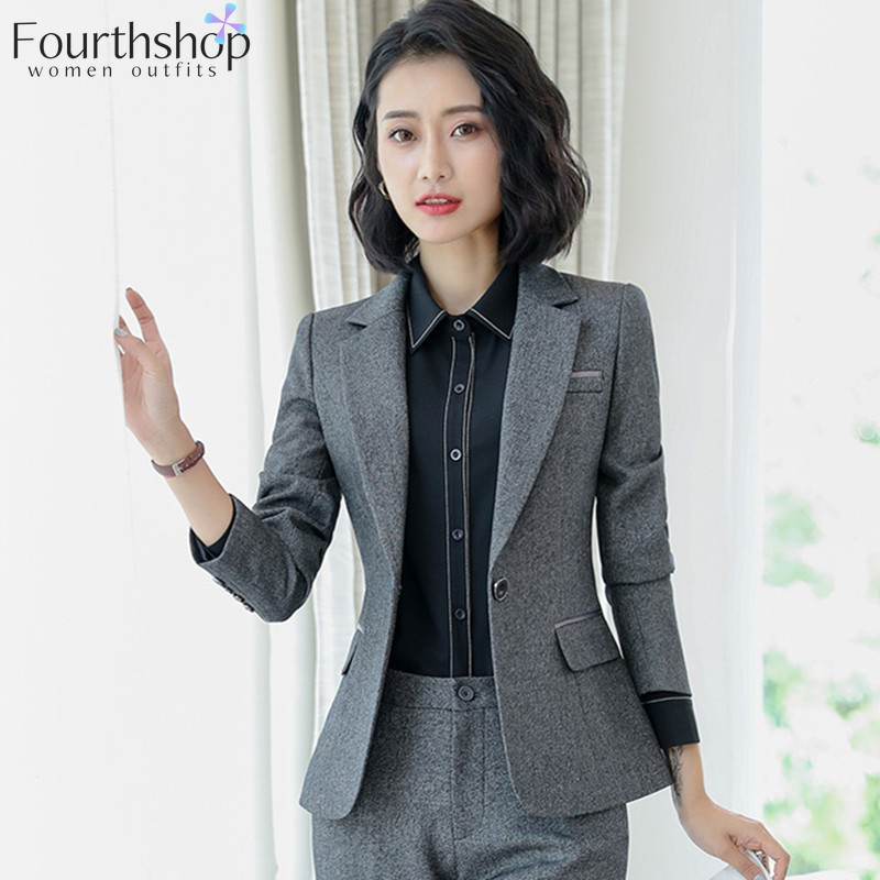 Irodai női üzleti nadrágkosztüm, női, 2 részes szett formális, egységes stílus őszi téli nadrág blézer szett női kabátkosztüm