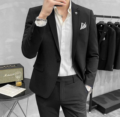 (Zsekik+mellény+nadrág) 2022 divatos férfi karcsú szabású üzleti öltönyök/Férfi Kiváló minőségű tiszta pamut vőlegényi ruha 3 db S-4XL