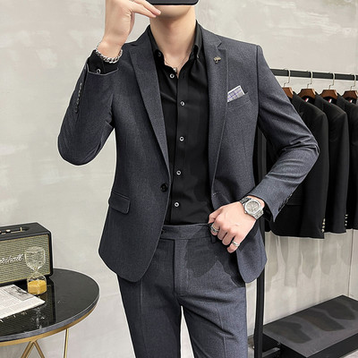 (Zsekik+mellény+nadrág) 2022 divatos férfi karcsú szabású üzleti öltönyök/Férfi Kiváló minőségű tiszta pamut vőlegényi ruha 3 db S-4XL