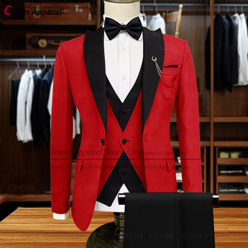 20 цвята стилни бели костюми за мъже Slim Fit Groom Groomsmen сватбен смокинг Специално изработен официален бизнес блейзър жилетка панталони 3 бр.