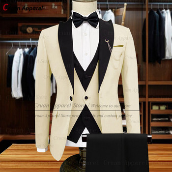 20 цвята стилни бели костюми за мъже Slim Fit Groom Groomsmen сватбен смокинг Специално изработен официален бизнес блейзър жилетка панталони 3 бр.