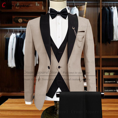 20 színű stílusos fehér öltöny férfiaknak, karcsú szabású vőlegény vőlegények esküvői szmoking testre szabott formális üzleti blézer mellény nadrág 3 db