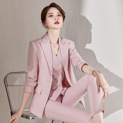 Hivatalos üzleti öltönyök nadrággal és kabáttal Kabát, mellény és mellény 3 részes készlet őszi tél OL Stílusok Blézerek nadrágkosztümök