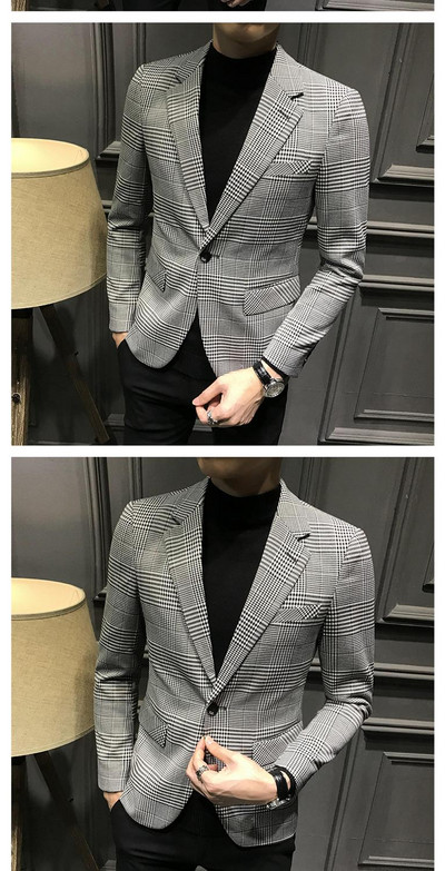 Férfi szmokingok, alkalmi divat, egygombos férfi blézer esküvői vacsorára, férfi öltöny (csak kabát)