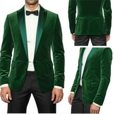 Ανδρικό βελούδινο κοστούμι 2 τεμαχίων casual πέτο γαμπρού σμόκιν Σετ παντελόνι Blazer Ζεστό χειμώνα 2020 Νέα μόδα