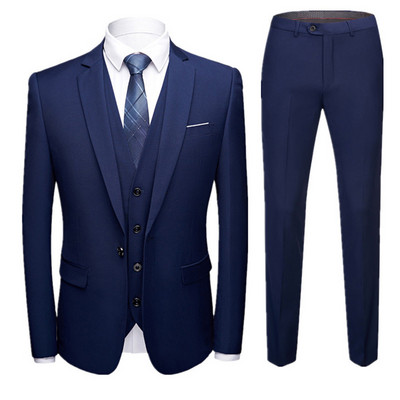 Ανδρικά κοστούμια Σάλι 2 τεμαχίων Slim Fit Royal Blue Μαύρο λευκό κοστούμι σακάκι σμόκιν για κουμπάρους γάμου το βράδυ (Blazer+Pants)