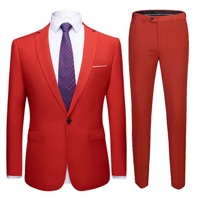 Ανδρικά κοστούμια Σάλι 2 τεμαχίων Slim Fit Royal Blue Μαύρο λευκό κοστούμι σακάκι σμόκιν για κουμπάρους γάμου το βράδυ (Blazer+Pants)