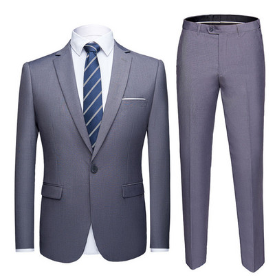 Ανδρικά κοστούμια Σάλι 2 τεμαχίων Slim Fit Royal Blue Μαύρο λευκό κοστούμι σακάκι σμόκιν για κουμπάρους γάμου το βράδυ (Blazer+Pants)