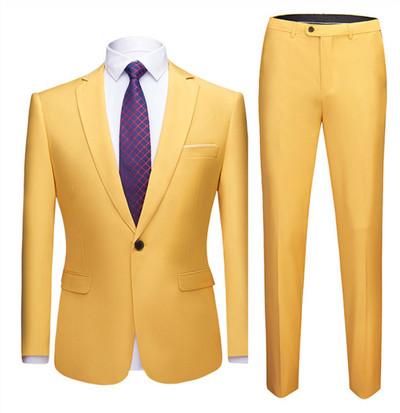 Ανδρικά κοστούμια Σάλι 2 τεμαχίων Slim Fit Royal Blue Μαύρο λευκό κοστούμι σακάκι σμόκιν για κουμπάρους γάμου το βράδυ (Blazer+Pants)