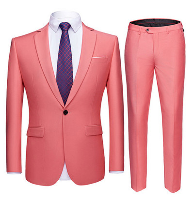 Ανδρικά κοστούμια Σάλι 2 τεμαχίων Slim Fit Royal Blue Μαύρο λευκό κοστούμι σακάκι σμόκιν για κουμπάρους γάμου το βράδυ (Blazer+Pants)