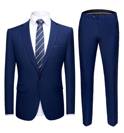 Ανδρικά κοστούμια Σάλι 2 τεμαχίων Slim Fit Royal Blue Μαύρο λευκό κοστούμι σακάκι σμόκιν για κουμπάρους γάμου το βράδυ (Blazer+Pants)
