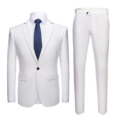 Ανδρικά κοστούμια Σάλι 2 τεμαχίων Slim Fit Royal Blue Μαύρο λευκό κοστούμι σακάκι σμόκιν για κουμπάρους γάμου το βράδυ (Blazer+Pants)