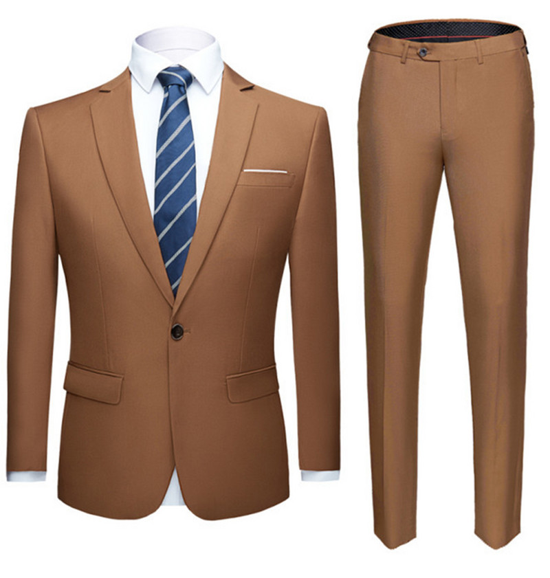 Ανδρικά κοστούμια Σάλι 2 τεμαχίων Slim Fit Royal Blue Μαύρο λευκό κοστούμι σακάκι σμόκιν για κουμπάρους γάμου το βράδυ (Blazer+Pants)