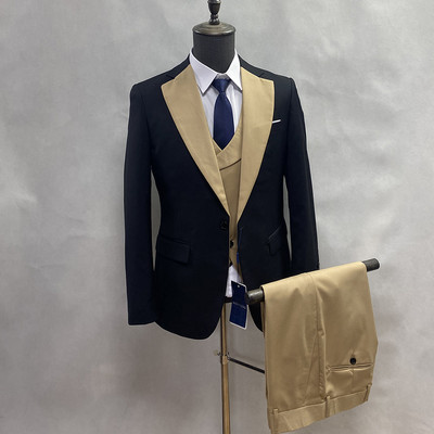 Νέα ανδρικά κοστούμια με λεπτή εφαρμογή Δημοφιλή ανδρικό πέτο με σάλι 3 τεμ.