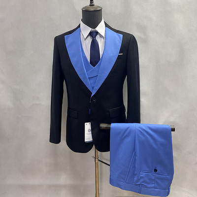 Νέα ανδρικά κοστούμια με λεπτή εφαρμογή Δημοφιλή ανδρικό πέτο με σάλι 3 τεμ.