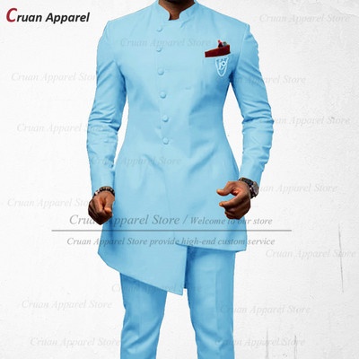 20 Χρώματα Ινδικό Σετ Νυφικό Ανδρικό Κοστούμι Προσαρμοσμένο σε λεπτή εφαρμογή κουμπάρου φόρεμα κουμπάρου με σμόκιν για βραδινό χορό Χρυσό παντελόνι μπλέιζερ 2 τμχ