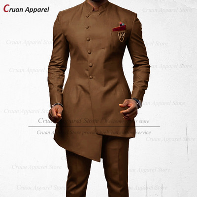 20 Χρώματα Ινδικό Σετ Νυφικό Ανδρικό Κοστούμι Προσαρμοσμένο σε λεπτή εφαρμογή κουμπάρου φόρεμα κουμπάρου με σμόκιν για βραδινό χορό Χρυσό παντελόνι μπλέιζερ 2 τμχ