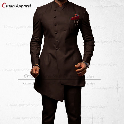 20 Χρώματα Ινδικό Σετ Νυφικό Ανδρικό Κοστούμι Προσαρμοσμένο σε λεπτή εφαρμογή κουμπάρου φόρεμα κουμπάρου με σμόκιν για βραδινό χορό Χρυσό παντελόνι μπλέιζερ 2 τμχ