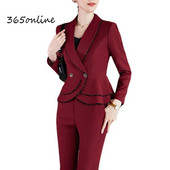 Υψηλής ποιότητας υφασμάτινες γυναικείες επαγγελματικές φόρμες μπλέιζερ με παντελόνι και μπουφάν Παλτό OL Styles μακρυμάνικο επίσημο επαγγελματικό παντελόνι
