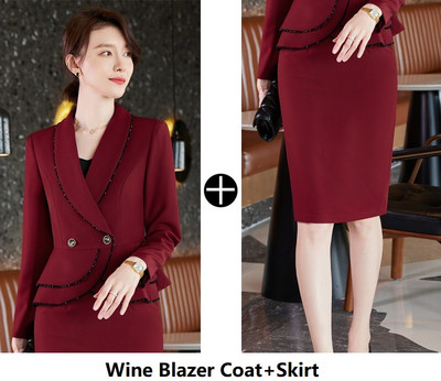 Υψηλής ποιότητας υφασμάτινες γυναικείες επαγγελματικές φόρμες μπλέιζερ με παντελόνι και μπουφάν Παλτό OL Styles μακρυμάνικο επίσημο επαγγελματικό παντελόνι