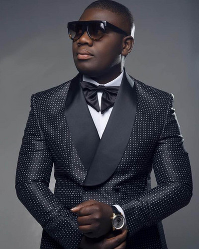 Νέο ανδρικό κοστούμι 2 τεμαχίων μαύρες κουκκίδες 2020 με παντελόνι Διπλό σάλι, σαλόνι, σμόκιν γαμπρός για γάμο