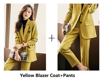 Υψηλής ποιότητας υφασμάτινες γυναικείες επαγγελματικές φόρμες με παντελόνι και ζιβάγκο Παλτό Φθινοπωρινό χειμερινό επίσημο επαγγελματικό OL Styles Pantssuits