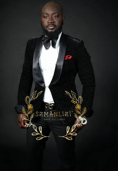 2022 Crystal Beading Μαύρο Velvet Ανδρικά Κοστούμια Κοστούμια Homme Groom Tuxedos Wedding Terno Masculino Slim Fit 3 Pieces Party Blazer