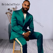 Bridalaffair Τελευταία Πράσινα Σχέδια Peacock Shinny Tuxedo 2022 Slim Fit Παντελόνι για πάρτι Ανδρικό φόρεμα με διπλό στήθος νυφικό