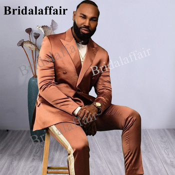 Bridalaffair Последни паунови зелени дизайни Блестящ смокинг 2022 г. Прилепнало яке с панталони Парти мъжка рокля Двуреден сватбен костюм