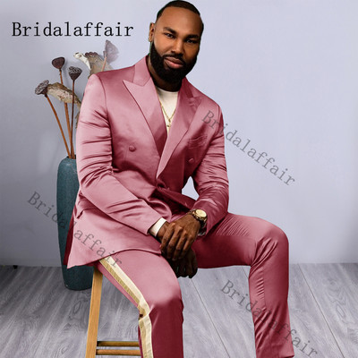 Bridalaffair Τελευταία Πράσινα Σχέδια Peacock Shinny Tuxedo 2022 Slim Fit Παντελόνι για πάρτι Ανδρικό φόρεμα με διπλό στήθος νυφικό