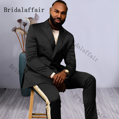 Bridalaffair Τελευταία Πράσινα Σχέδια Peacock Shinny Tuxedo 2022 Slim Fit Παντελόνι για πάρτι Ανδρικό φόρεμα με διπλό στήθος νυφικό
