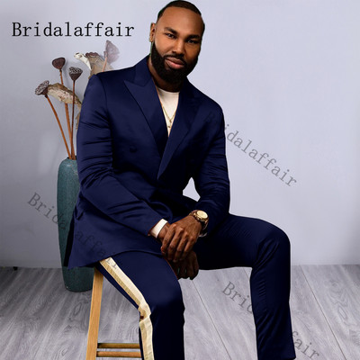 Bridalaffair Τελευταία Πράσινα Σχέδια Peacock Shinny Tuxedo 2022 Slim Fit Παντελόνι για πάρτι Ανδρικό φόρεμα με διπλό στήθος νυφικό